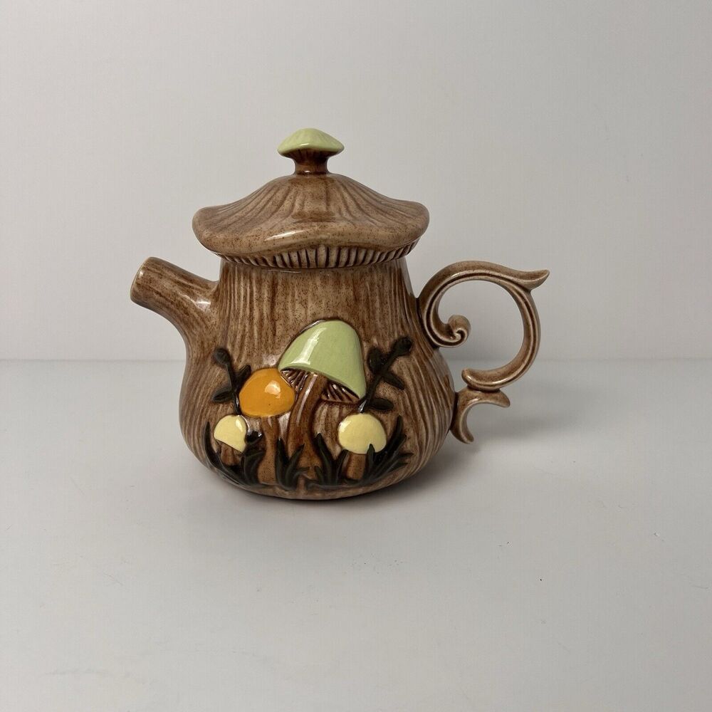 VTG Arnel's Mushroom Teapot Dark Lid Salt & Pepper Shaker Set Ceramic - Picture 10 of 16